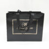 Black Foil Stamped Apparel Paper Bag with Ribbon Handles