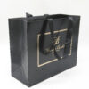 Black Foil Stamped Apparel Paper Bag with Ribbon Handles