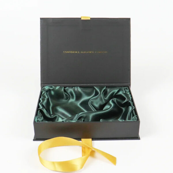 Black Lingerie Gift Box with Satin Lining and Ribbon Tie Black Lingerie Gift Box with Satin Lining and Ribbon Tie