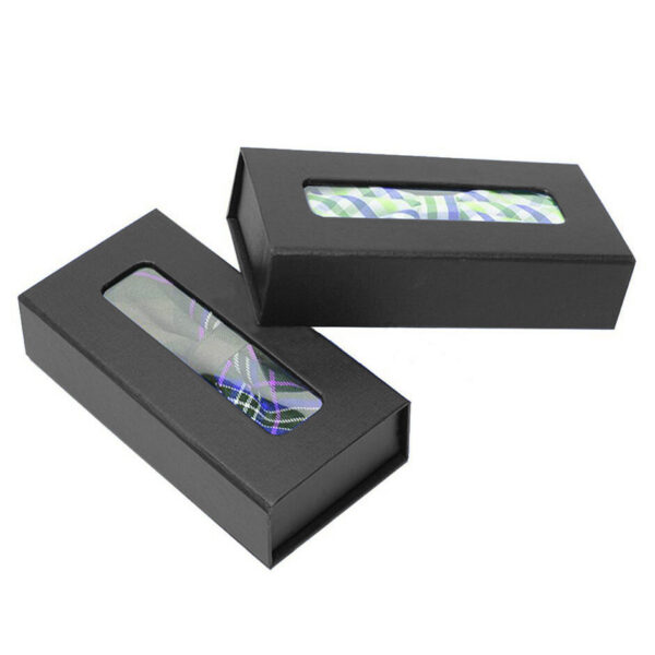 Black Textured Rigid Bow Tie Gift Box with Window Insert Black Textured Rigid Bow Tie Gift Box with Window Insert