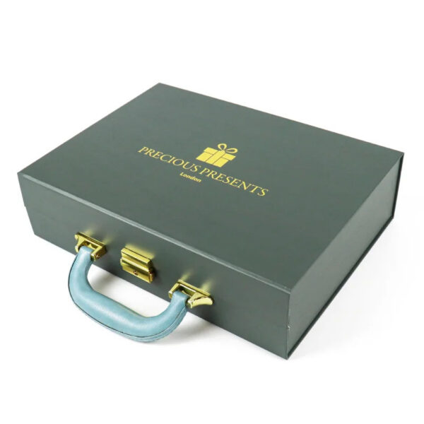 Dark Green Gift Suitcase Box with Handle and Molded Insert Dark Green Gift Suitcase Box with Handle and Molded Insert