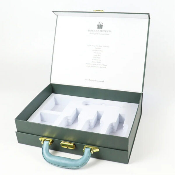 Dark Green Gift Suitcase Box with Handle and Molded Insert Dark Green Gift Suitcase Box with Handle and Molded Insert