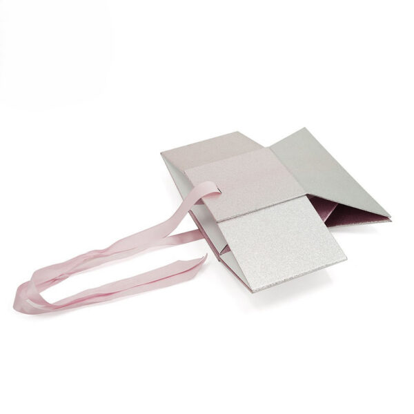 Hexagon Foldable Gift Box with Pink Satin Ribbon Closure