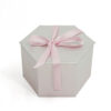 Hexagon Foldable Gift Box with Pink Satin Ribbon Closure