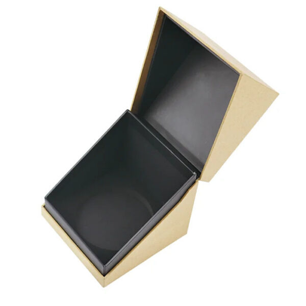 Logo Printed Kraft Hinged Candle Box with Black Inner Tray