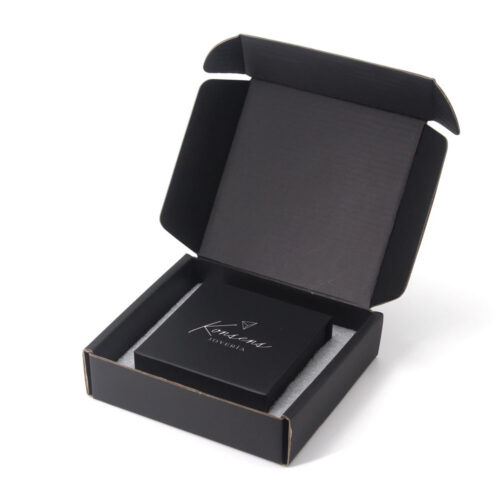 Luxury Black Jewelry Mailer Packaging Box with Foam Insert