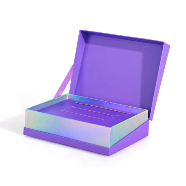 Purple Book Style Gift Box with Holographic Slotted Insert Purple Book Style Gift Box with Holographic Slotted Insert