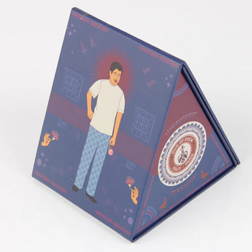 Triangular Rigid Textile Gift Box with Full-Color Print